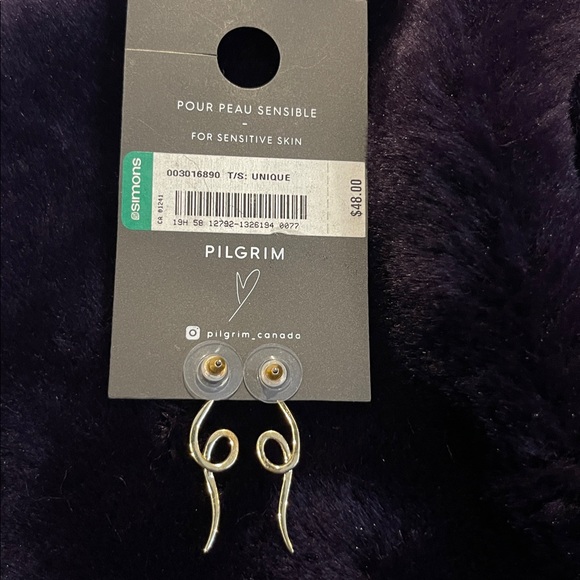 NEW 🐍Pilgrim 14kGold plated Crystal Swirl Drop stud Earrings Women Jewelry snake - Picture 6 of 6